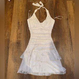 Taboo Ivory Halter Mini Dress
